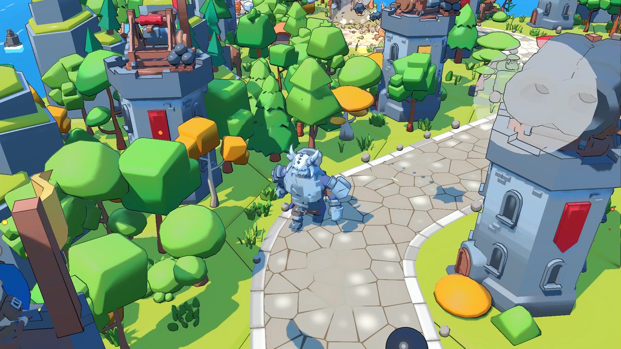 The golem boss marching on the castle